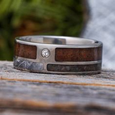 Meteorite Ring Armor, Western Rings, Rustic Wedding Bands, Meteorite Jewelry, Mens Wedding Bands Unique, Agate Wedding, Wood Wedding Band, Dinosaur Bones, Everyday Ring