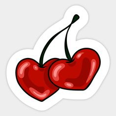 two cherries sticker on a white background