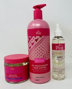 Luster's Pink Oil Moisturizer Hair Lotion Vitamin E & Provitamin B5 (33.oz). & Gel 16, Oz & Spritz 8,Oz Condition is New. Shipped with USPS Priority Mail Flat Rate Envelope. Pink Moisturizer, Lusters Pink Lotion Hair, Strawberry Scented Shampoo And Conditioner, Pink Conditioner, Kawaii Lotion, Hair Lotion, Oil Moisturizer, Moisturizing Lotions, Moisturize Hair