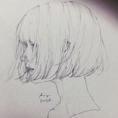 a drawing of a girl with short hair