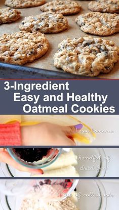 three ingredient easy and healthy oatmeal cookies