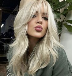 Birkin Bangs Long Hair With Short Curtain Bangs And Layers, Half Up Hair With Bangs Wedding, Platinum Blonde Hair With Golden Lowlights, Bangs And Front Layers, Trendy Semi Formal Outfits, Face Framing Layers Volume, Hairstyle For Evening Party, Trendy Haircuts Medium Layered Hair, Hair Bangs Inspiration