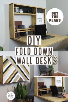 the diy fold down wall desk is easy to make and looks great in any room