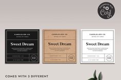 three different business cards with the words sweet dream