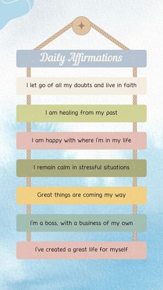 a poster with the words daily affirmations written on it