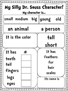 a worksheet with words and pictures on it