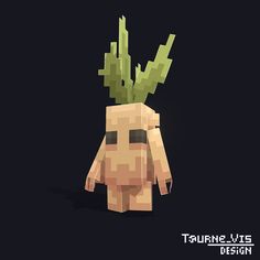 a pixelated image of a plant in the shape of a person's head