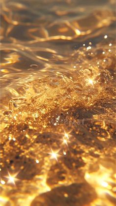 the water is golden and there are some bubbles in it