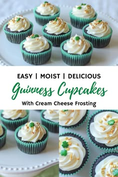 cupcakes with cream cheese frosting on a plate