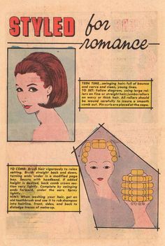 Vintage Curler Pattern, Curler Pattern, Grease Makeup, Mad Men Peggy, 50s Hair, Hair Roll, Vintage Setting, Charlton Comics, Hair Pattern