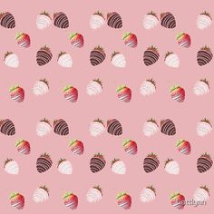 a pink background with chocolate covered strawberries