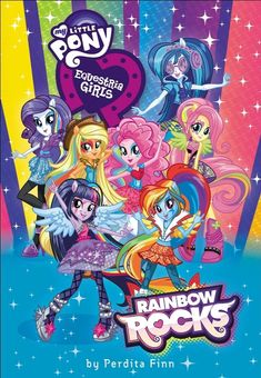 the movie poster for my little pony's rainbow rocks, featuring four ponies