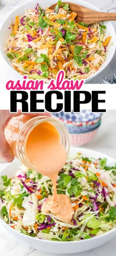 Coopers Hawk Asian Slaw Recipe, Asian Style Coleslaw, Coleslaw Cabbage Recipes, Spicy Asian Slaw, Asian Slaw Dressing Recipe, Bang Bang Cabbage Slaw, Bagged Cole Slaw Recipes, Asian Slaw For Tacos, Korean Cabbage Slaw