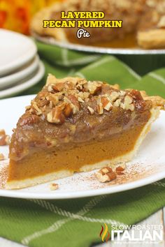 a slice of pecan pie on a white plate