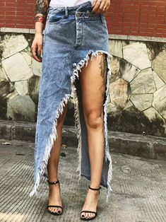 Material: Cotton, Polyester Our Style No. ZC-13665 Long Paragraphs, Long Jean Skirt, Estilo Hippie, High Street Fashion, Party Dress Long Sleeve, Frayed Denim, Puff Sleeve Dresses, Jeans Rock, Party Dress Long