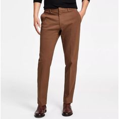 Nwt Mens Tommy Hilfiger Thflex Tailored To Move Brown Slacks Stretch Fabric Super Stretch Waistband Machine Washable Wrinkle Resistant 32w X 34l Grey Dress Pants Men, Comfortable Dress Pants, Linen Pants Suit, Brown Slacks, Brown Chinos, Mens Slacks, Plaid Dress Pants, Navy Dress Pants, Mens Chino Pants