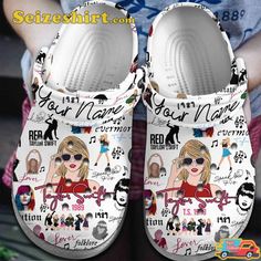 Taylor Swift Music Country Vibes Fearless Melodies Comfort Crocband Shoes Check more at https://seizeshirt.com/taylor-swift-music-country-vibes-fearless-melodies-comfort-crocband-shoes/ Taylor Swift Shoes, White Clogs, White Crocs, Pink Crocs, Swift Tour, Taylor Swift Music, Fan Style