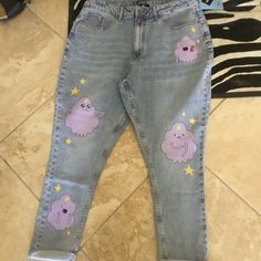 Hit Topic Stretch Cotton And Spandex Adventure Time Collection Jeans Size 16 Brand New Waist Apprx 40 Around Has Stretch Cute Fitted Purple Bottoms, Casual Stretch Purple Jeans, Casual Purple Stretch Jeans, Goth Pants, Punk Woman, Pink Grunge, Camo Cargo Pants, Black Cargo Pants, Drawing Inspo