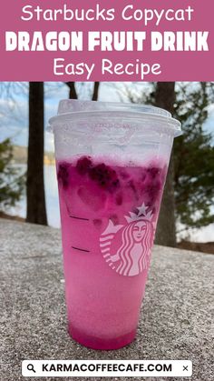 starbucks dragon fruit drink with text overlay