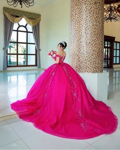 Hot Pink Dress Quinceanera, Neon Pink Quinceanera Dresses, Hot Pink Quinceanera Dresses Sparkle, Quinceanera Dresses Fushia, Fuschia Quinceanera Dresses, Hot Pink Quince Theme, Bright Pink Quinceanera Dresses, Quinceanera Dresses Hot Pink