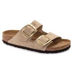 Arizona Big Buckle Nubuck Leather Sandcastle | BIRKENSTOCK Birkenstock Arizona Big Buckle, Arizona Big Buckle, Birkenstock Styles, European Shoes, Two Strap Sandals, Birkenstock Women, Zermatt, Buckle Sandals, Sand Castle