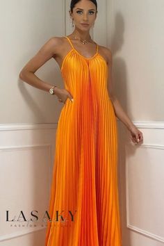 Lasaky - Elegant Womens Pleated Maxi Dress with Refined Long Neckline for Special Occasions Backless Long Dress, Dress Women Elegant, Style Party, Pleated Maxi Dress, Pleated Maxi, Strappy Dresses, Print Dresses, Fashion Color, Women Long Dresses