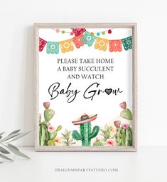 a sign that says, please take home a baby succulent and watch baby grow