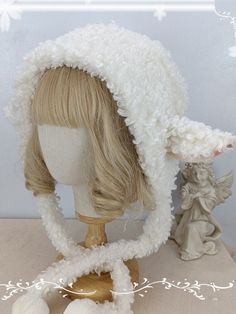 The price is for a hat only, others are not included. Casual Winter Hat With Ears, Winter Beanie With Ears, One Size Fits Most, Cute Winter Hats One Size, Warm Winter Bonnet With Curved Brim, Warm White Bonnet For Fall, Adjustable Winter Bonnet, Winter Hats With Ears, One Size Fits Most, Cute Brimmed Winter Bonnet, Winter Bonnet With Ears