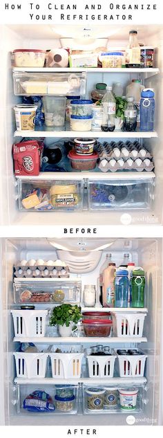 an open refrigerator with two shelves full of food and drinks in the bottom left side