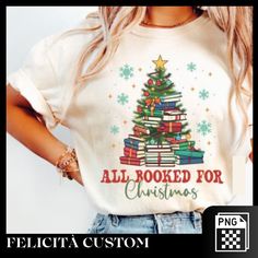 Christmas Shirt Designs, Silhouette Cameo 4, Teacher Holiday Gifts, Christmas Reading, Book Tree, For Christmas, Gifts For Librarians, Reading Shirts, Christmas Book