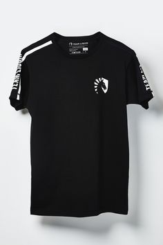 LIQUID TAPING SHORT SLEEVE TEE - Team Liquid Black Jersey Athleisure T-shirt, Fitted Black Sporty T-shirt, Black Summer Training T-shirt, Black Training T-shirt With Logo Print, Black Technical Activewear With Graphic Print, Technical Black Activewear With Graphic Print, Sportswear T-shirt With Side Stripes, Sportswear Tops For Training With Three Stripes Branding, Sportswear Training Top With Three Stripes Branding