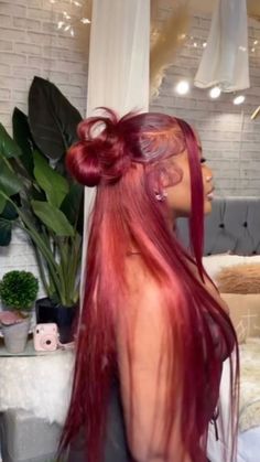 Hairstyles With Red Dress, Ginger Leave Out, Fun Dyed Hair, Red Wig Styles, Dyed Hair Natural, Red And Blonde Braids, Red Hair Inspo Color, Red Hair Straight, Red Hair Photoshoot