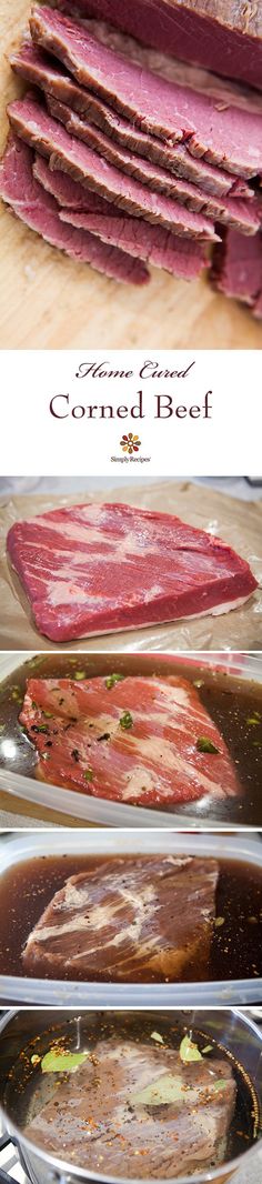 there are several different types of meats in the pan on the table and one is cooked