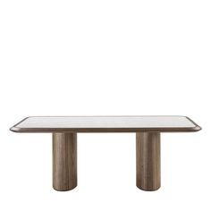 a rectangular table with two legs and a glass top on an isolated white background,