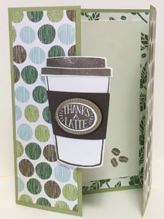 a card with a coffee cup on it