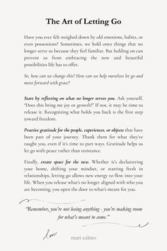 Letting go can feel challenging, but it’s the key to making space for new beginnings. Discover how to release what no longer serves you through reflection, gratitude, and creating room for growth. This mindful approach helps you embrace change and align with your true self. Perfect for those seeking clarity and peace in their journey.  letting go, how to let go, mindfulness, personal growth, self-reflection, gratitude practice, declutter your mind, embrace change, make space for growth, reflections, self-care routine, inner peace, inspirational quotes, healing journey, self-improvement. Mindful Journaling, The Art Of Letting Go, Art Of Letting Go, Quotes Healing, Yoga Flows, Inner Journey, Gratitude Practice, Declutter Your Mind, Inner Work