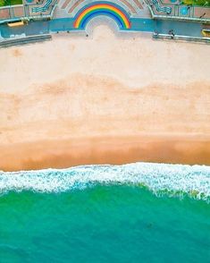 aerial view of coogee beach and rainbow steps in sydney