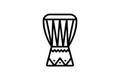 a black and white drawing of a drum