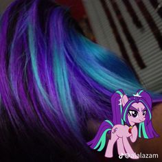 Pink Purple Blue Ombre Hair, Unique Purple Hair, Blue Hair Cartoon, Twilight Sparkle Hair Dye, Anime Hair Dye Ideas, Fun Hair Dye Ideas