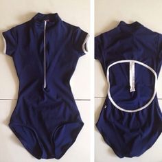 Charlotte with cap sleeves in N-Dark blue and N-White (N-White zip) [Bust lining] [€73 // £57.46] Yumiko Leotard Ideas, Leotard Outfit, Ballet Leotards, Ballet Clothes, Swimsuits Outfits, Leotards Ballet, Dance Leotards, Cute Swimsuits, Mode Inspo