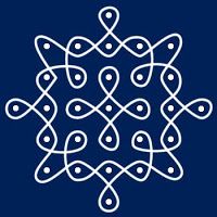 a white snowflake on a blue background