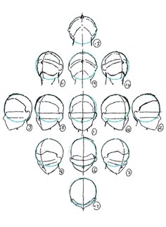 how to draw the head and shoulders of a person with different facial expressions, from one side to the other