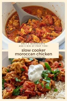 slow cooker moroccan chicken with rice and sour cream