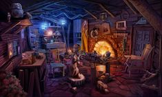 Witch Cottage Interior, Game Development Art, Fantasy Map Making, Witch Supplies, Episode Interactive Backgrounds, Toy Maker, Castle Designs, Witch House, D&d Dungeons And Dragons