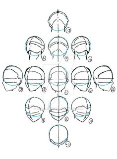 how to draw the head and shoulders of a person with different facial expressions, from one side to the other