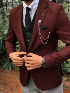 Clark Burgundy Slim Fit Suit – BRABION Suit Combinations, Pants Gift, Claret Red, Designer Suits For Men, Red Suit, Shirt Tie, Jacket Vest, Slim Fit Suit, Mens Fashion Suits