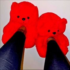 Fit Sizes 5-9 Teddy Slippers, Teddy Bear Slippers, Feet Slippers, Uggs Moccasins, Foldable Ballet Flats, Bear Slippers, Indoor Outdoor Slippers, Red Slippers, Ballerina Slippers