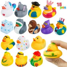 the rubber ducks are all different colors and sizes