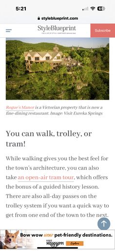 an image of a website page with the words you can walk, trolley or tram