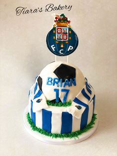 there is a cake that looks like a soccer ball